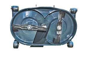 Mähwerk eines Iseki SXG 3+ von unten