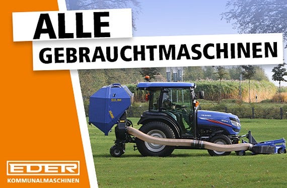 Banner mit "Alle Gebrauchtmaschinen von Eder Kommunalmaschinen"-Schriftzug darauf