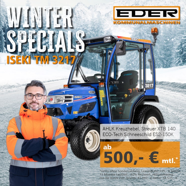 Werbebanner mit Winterspecial für Iseki TM 321724 AK ab 500.- mtl. Leasingrate