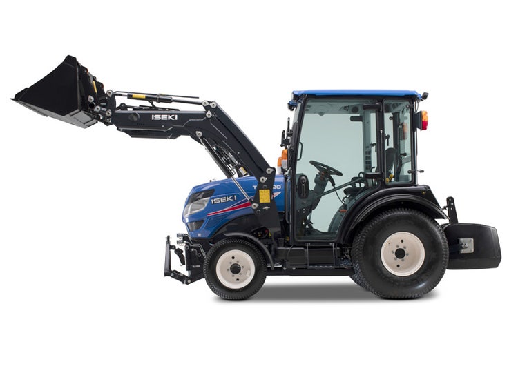 Iseki TH5 Kommunalschlepper mit Schaufel von der linken Seite