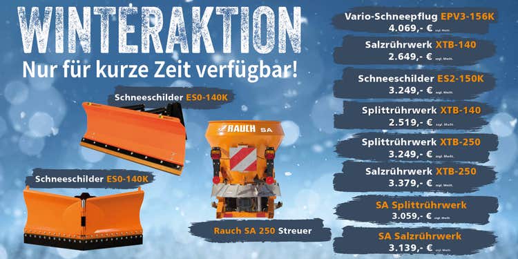 Grafik zur Winteraktion für Angebote zu Schneepflügen und Salzrührwerken