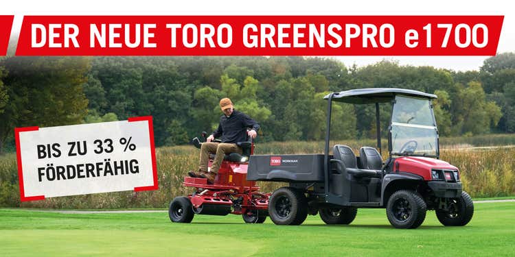GreensPro e1700 mit Banner zur Förderung bis zu 33%
