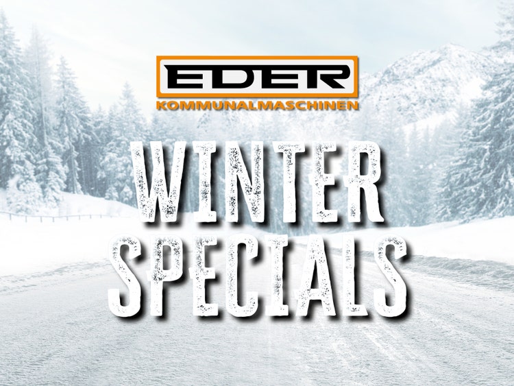 Bild einer winterlichen Straße mit Slogan Winter Specials