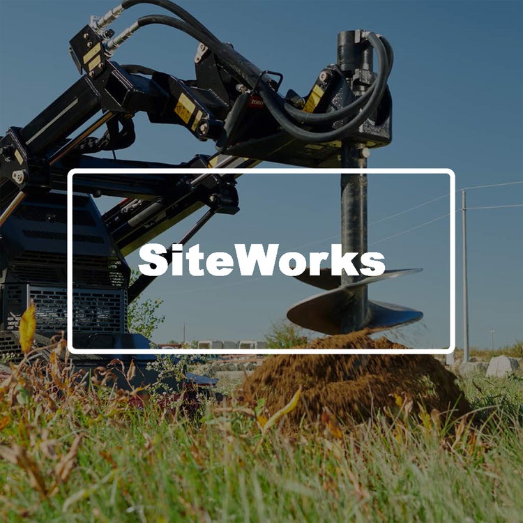 Bild mit Toro Erdbohrer und Schriftzug SiteWorks