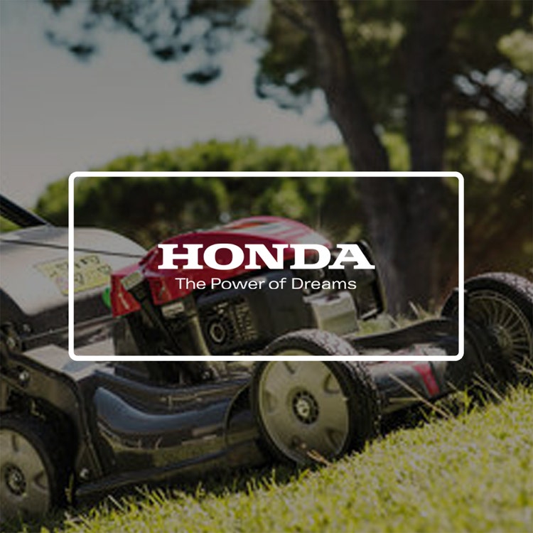 Bild eines Honda Rasenmähers mit Honda Logo darüber