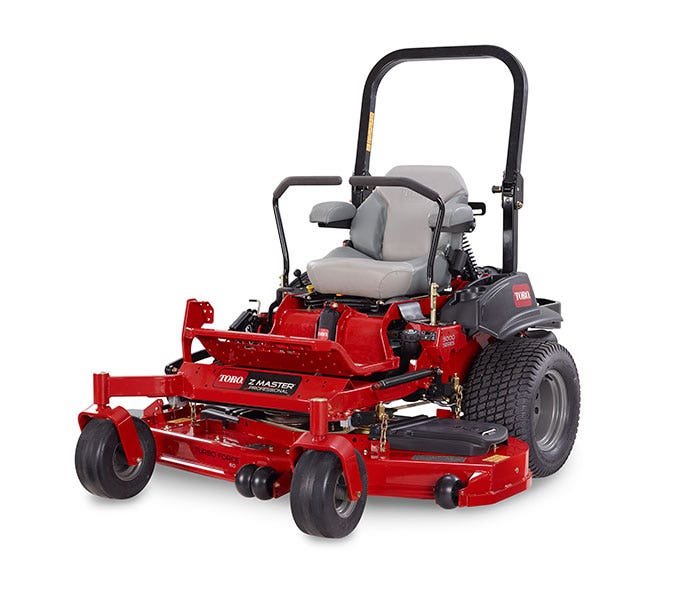 Diagonalansicht linke Seite Toro Z-Master 6000 Benzin Zero-Turn-Mäher