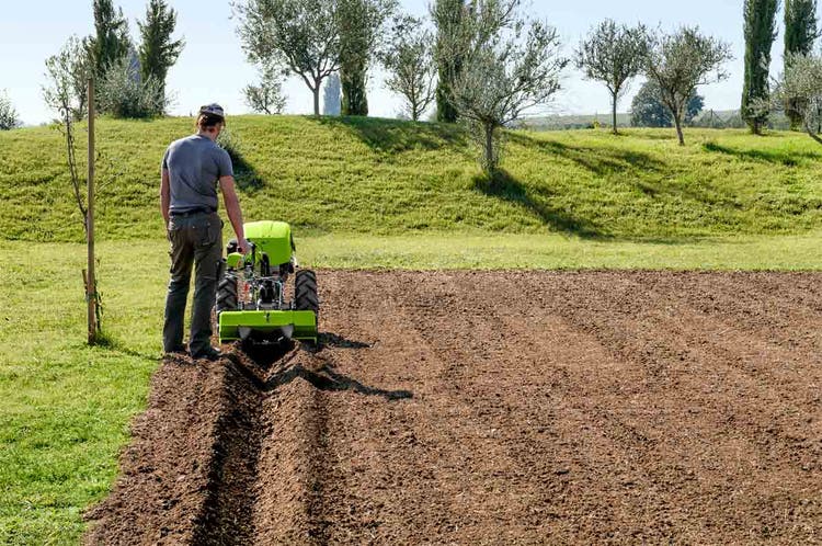 Grillo G 131 Profi-Einachser beim Pflügen