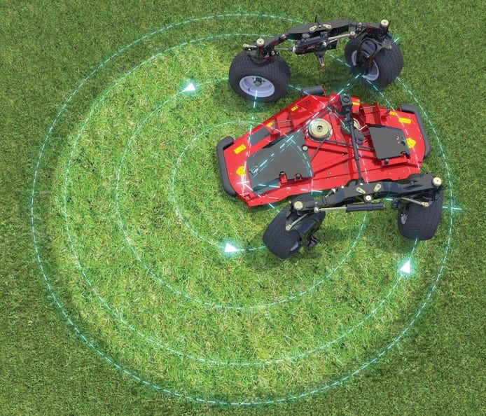 Toro GroundsMaster 360 auf Rasen mit Mähkreis